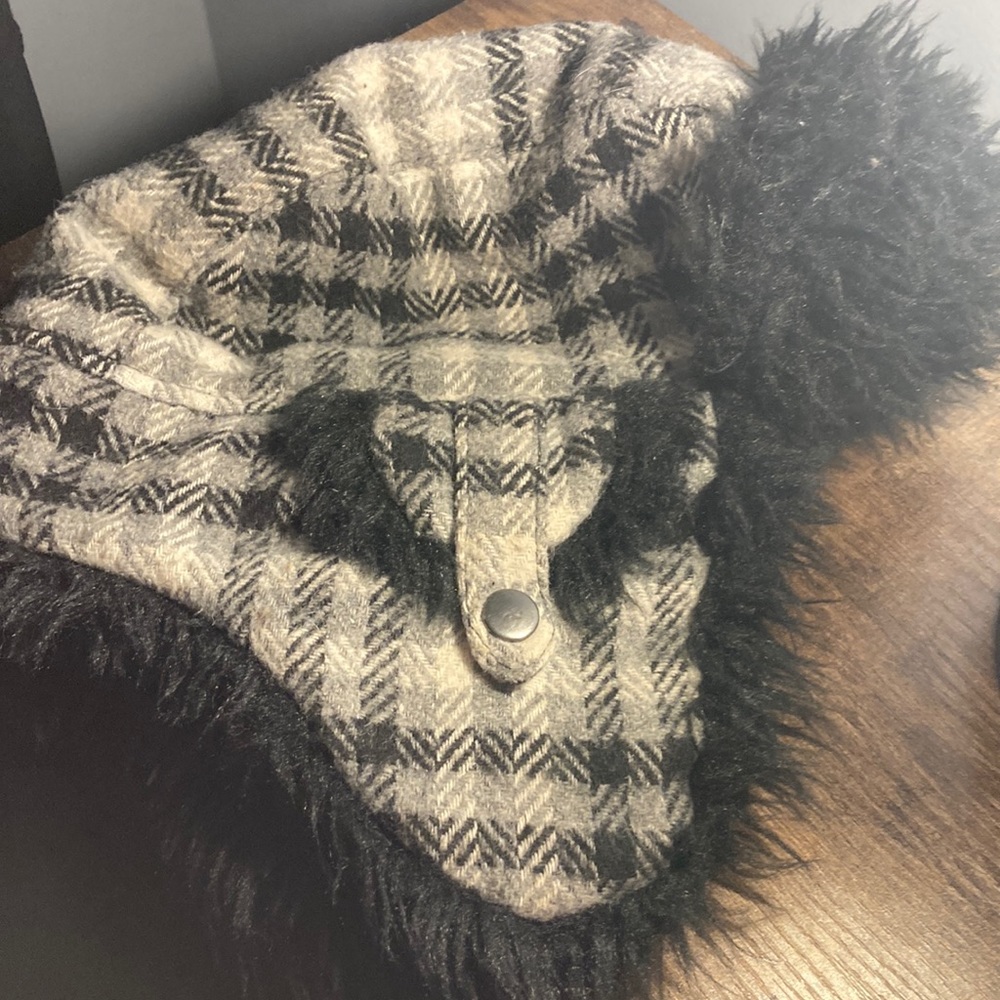 Mudd Black and Grey Plaid Trapper Winter Hat